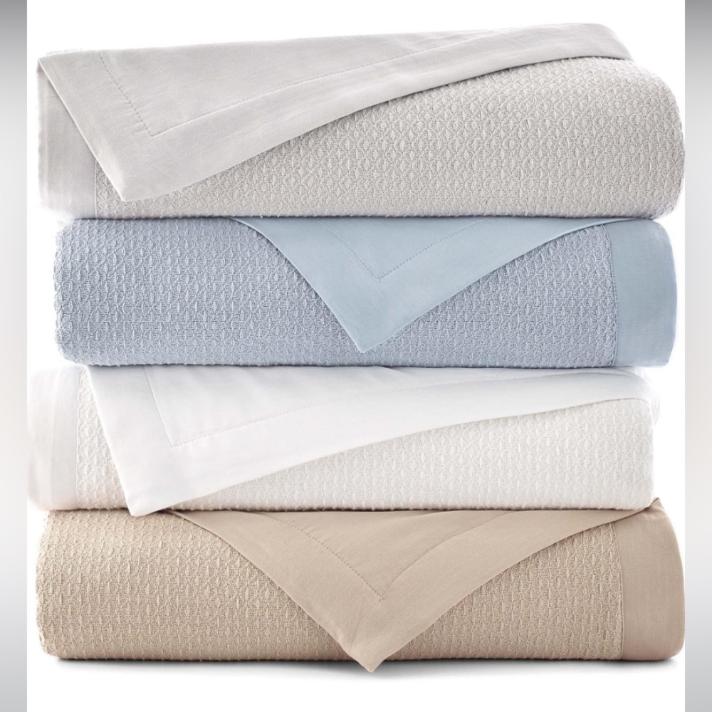 VELLUX satin cotton sheet knit blanket KING BLUE